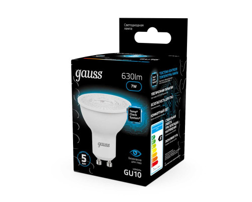 Лампа светодиодная Gauss GU10 7W 6500K матовая 101506307 Лампа светодиодная Gauss GU10 7W 6500K матовая 101506307