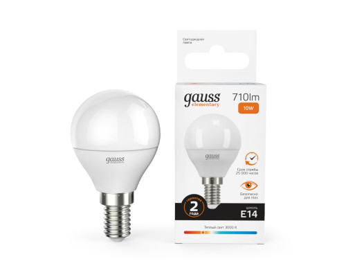 Лампа светодиодная Gauss E14 10W 3000K матовая 53110 Лампа светодиодная Gauss E14 10W 3000K матовая 53110