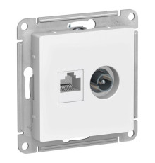 Розетка компьютерная RJ45/TV Systeme Electric AtlasDesign 5e кат UTP белая ATN000189