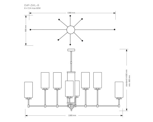 Подвесная люстра KUTEK MOOD Empoli EMP-ZWL-8(Z) Подвесная люстра KUTEK MOOD Empoli EMP-ZWL-8(Z)