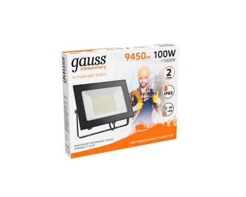 Прожектор светодиодный Gauss Elementary 100W 3000К 613527100