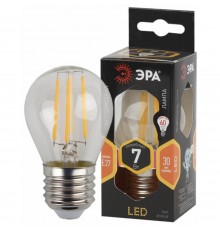 Лампа светодиодная филаментная ЭРА E27 7W 2700K прозрачная F-LED P45-7W-827-E27 Б0035591