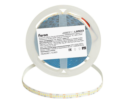 Светодиодная лента Feron 22W/m 240LED/m 2835SMD холодный белый 5М LS503 48831 Светодиодная лента Feron 22W/m 240LED/m 2835SMD холодный белый 5М LS503 48831