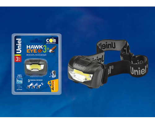 Налобный светодиодный фонарь Uniel от батареек 120 лм S-HL017-C Black UL-00001379