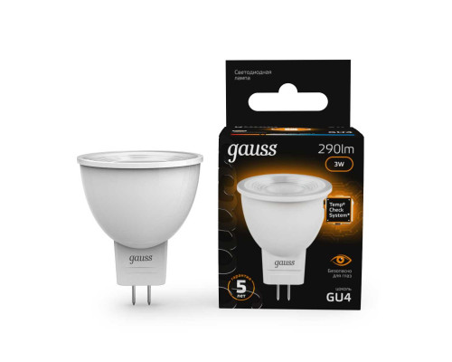 Лампа светодиодная Gauss GU4 3W 3000K матовая 132517103 Лампа светодиодная Gauss GU4 3W 3000K матовая 132517103