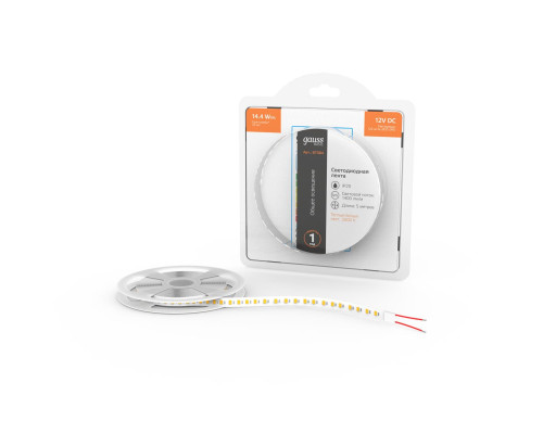 Светодиодная лента Gauss 14,4W/m 120LED/m 2835SMD теплый белый 5M BT084 Светодиодная лента Gauss 14,4W/m 120LED/m 2835SMD теплый белый 5M BT084