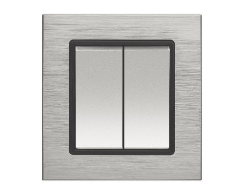 Выключатель двухклавишный Vesta-Electric Exclusive Silver Metallic серебро FVK050203SER Выключатель двухклавишный Vesta-Electric Exclusive Silver Metallic серебро FVK050203SER