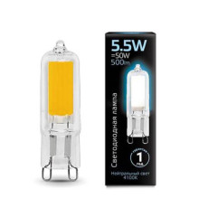 Лампа светодиодная Gauss G9 5.5W 4100K прозрачная 107809205