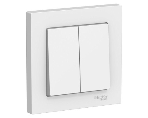 Выключатель двухклавишный Systeme Electric AtlasDesign 10A 250V белый ATN000152