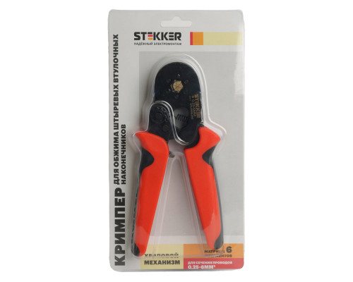 Кримпер STEKKER CTLS006-250 для обжима штыревых втулочных наконечников 0,25-6мм2, 6 сегментов,красный, черный Кримпер STEKKER CTLS006-250 для обжима штыревых втулочных наконечников 0,25-6мм2, 6 сегментов,красный, черный