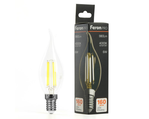 Лампа светодиодная Feron.PRO LB-1216 Свеча на ветру E14 6W 175-265V 4000K 51263 Лампа светодиодная Feron.PRO LB-1216 Свеча на ветру E14 6W 175-265V 4000K 51263
