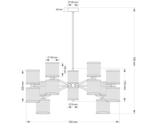 Подвесной светильник KUTEK ERBA ERB-ZW-6(ZM/3)TT