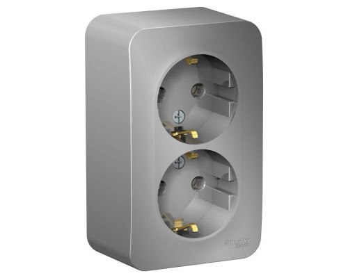 Розетка двойная 2К+З Systeme Electric Blanca 16A 250V алюминий BLNRA010213 Розетка двойная 2К+З Systeme Electric Blanca 16A 250V алюминий BLNRA010213