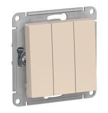 Выключатель трехклавишный Systeme Electric AtlasDesign 10A 250V бежевый ATN000231