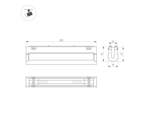 Трековый светодиодный светильник Arlight Mag-Vibe-Flat-Turn-L305-12W Warm3000 044443 Трековый светодиодный светильник Arlight Mag-Vibe-Flat-Turn-L305-12W Warm3000 044443