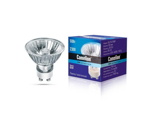 Лампа галогенная Camelion GU10 50W 3000K 5560 Лампа галогенная Camelion GU10 50W 3000K 5560