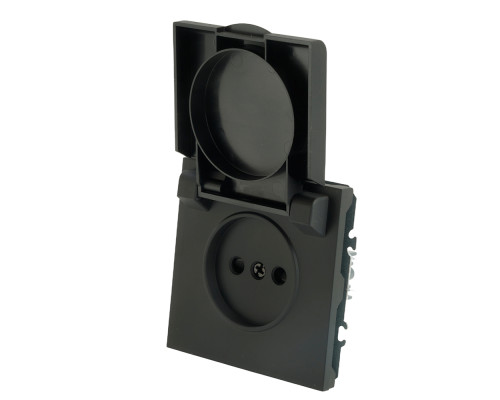 RST16-5113-05 Розетка 1-местная с крышкой с защ. штор STEKKER, б/з, 250В, 16А, серия Эмили, RST16-5113-05, черный уголь, soft touch 49852