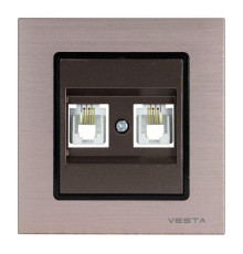 Розетка телефонная двойная Vesta-Electric Exclusive Champagne Metallic шампань FRZ00041014BSH