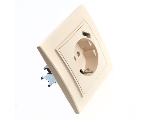 Розетка 2P+PE/USB Stekker Эрна со шторками слоновая кость PST16-9011-02 39237 Розетка 2P+PE/USB Stekker Эрна со шторками слоновая кость PST16-9011-02 39237