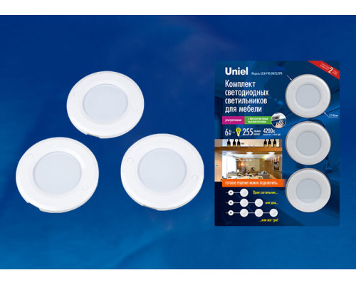 Мебельный светодиодный светильник Uniel ULM-F40-6W/4200K/Dim Sensor IP20 White UL-00002887