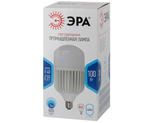 Лампа светодиодная ЭРА E27/E40 100W 4000K матовая LED POWER T160-100W-4000-E27/E40 Б0032089 Лампа светодиодная ЭРА E27/E40 100W 4000K матовая LED POWER T160-100W-4000-E27/E40 Б0032089