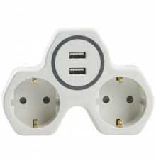 Разветвитель сетевой с 2хUSB Stekker 2гн с/з ADP16-14-20 32872