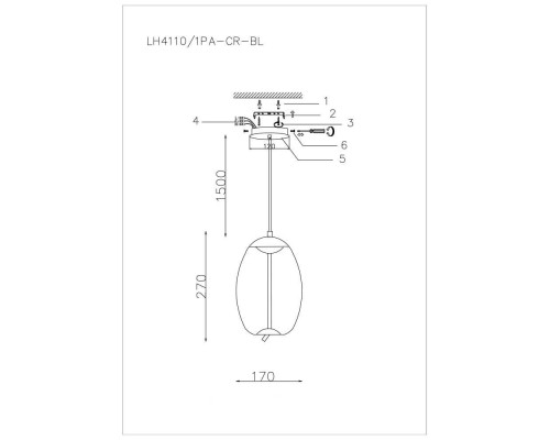 Подвесной светодиодный светильник Lumien Hall Avila LH4110/1PA-CR-BL