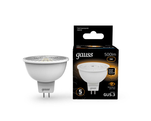 Лампа светодиодная Gauss GU5.3 5W 3000K матовая 101505105