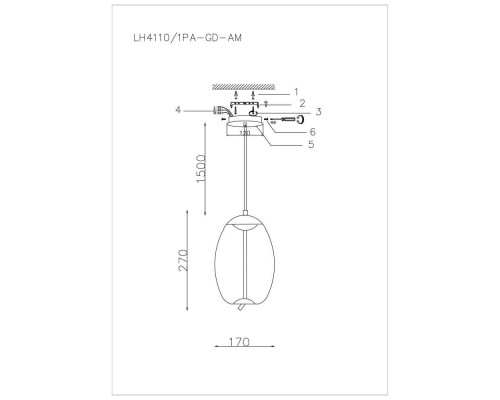 Подвесной светодиодный светильник Lumien Hall Avila LH4110/1PA-GD-AM