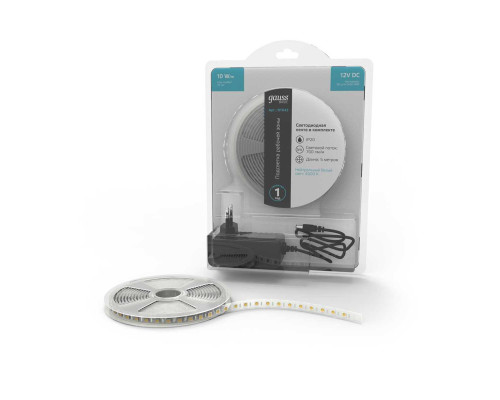 Светодиодная лента Gauss 10W/m 60LED/m 5050SMD нейтральный белый 5M BT043 Светодиодная лента Gauss 10W/m 60LED/m 5050SMD нейтральный белый 5M BT043