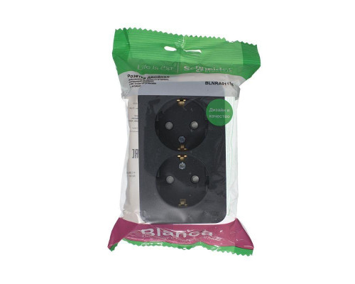 Розетка двойная 2К+З Systeme Electric Blanca 16A 250V со шторками антрацит BLNRA011216 Розетка двойная 2К+З Systeme Electric Blanca 16A 250V со шторками антрацит BLNRA011216