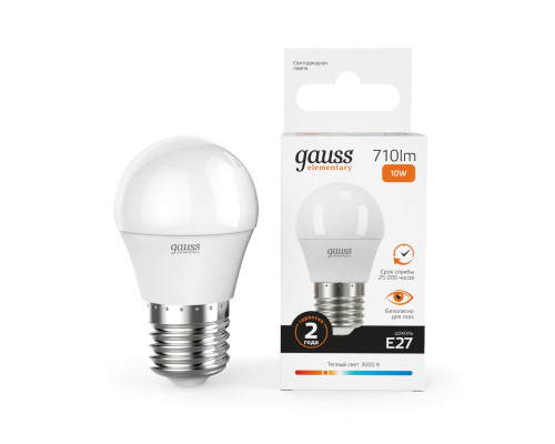 Лампа светодиодная Gauss E27 10W 3000K матовая 53210 Лампа светодиодная Gauss E27 10W 3000K матовая 53210
