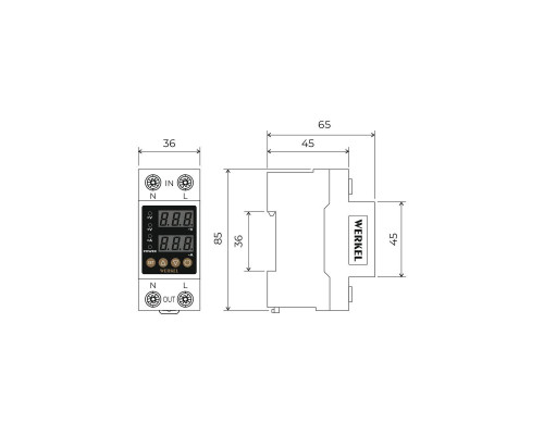 Реле напряжения Werkel 1P+N 63А W932P63R 4690389204425 Реле напряжения Werkel 1P+N 63А W932P63R 4690389204425