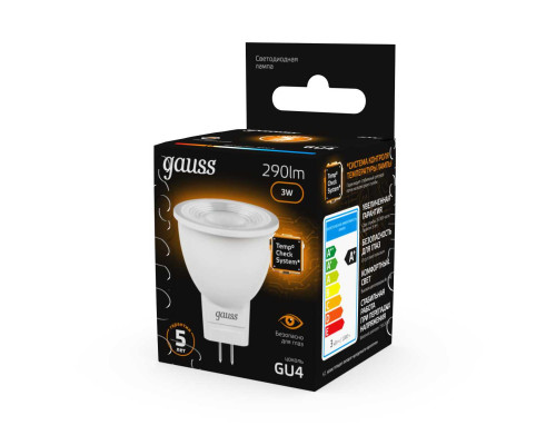 Лампа светодиодная Gauss GU4 3W 3000K матовая 132517103 Лампа светодиодная Gauss GU4 3W 3000K матовая 132517103