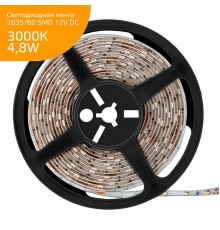 Светодиодная лента Gauss 4,8W/m 60LED/m 2835SMD теплый белый 5M 355000105