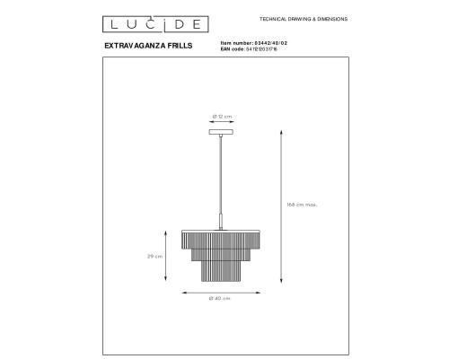 Подвесной светильник Lucide Extravaganza Frills 03442/40/02 Подвесной светильник Lucide Extravaganza Frills 03442/40/02