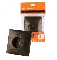 Розетка 2P+PE TDM Electric Лама со шторками бронза SQ1815-0711