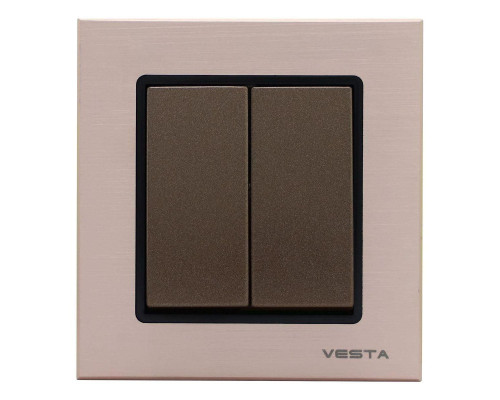 Выключатель двухклавишный Vesta-Electric Exclusive Champagne Metallic шампань FVK050204BSH Выключатель двухклавишный Vesta-Electric Exclusive Champagne Metallic шампань FVK050204BSH