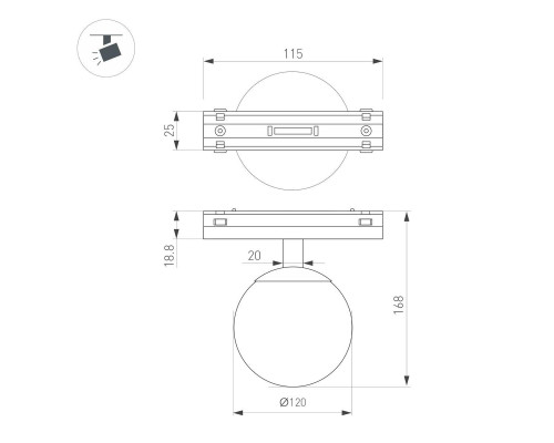 Трековый светодиодный светильник Arlight Mag-Vibe-Sfero-R120-6W Warm3000 044457 Трековый светодиодный светильник Arlight Mag-Vibe-Sfero-R120-6W Warm3000 044457