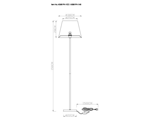 Торшер Arte Lamp Elba A2581PN-1CC