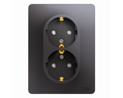 Розетка двойная 2К+З Systeme Electric Glossa 16A 250V со шторками графит GSL001326