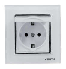Розетка 2P+E Vesta-Electric Exclusive White с крышкой белый FRZ00041015BEL