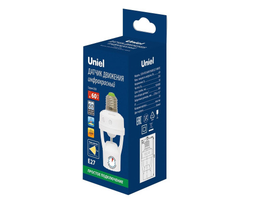 Датчик движения ИК Uniel USN-R50 60W/360R/E27 White UL-00009207 Датчик движения ИК Uniel USN-R50 60W/360R/E27 White UL-00009207