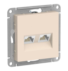 Розетка компьютерная двойная RJ45 Systeme Electric AtlasDesign 5e кат UTP бежевая ATN000285