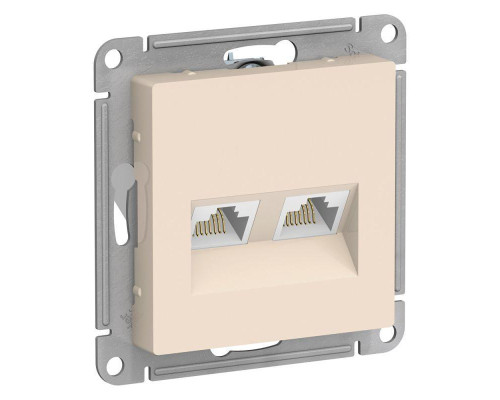 Розетка компьютерная двойная RJ45 Systeme Electric AtlasDesign 5e кат UTP бежевая ATN000285 Розетка компьютерная двойная RJ45 Systeme Electric AtlasDesign 5e кат UTP бежевая ATN000285