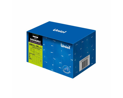 Уличная светодиодная гирлянда Uniel занавес 220V белый ULD-C3020-240/STK White IP44 UL-00007213