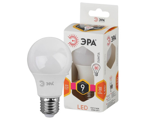 Лампа светодиодная ЭРА E27 9W 2700K матовая LED A60-9W-827-E27 Б0032246 Лампа светодиодная ЭРА E27 9W 2700K матовая LED A60-9W-827-E27 Б0032246