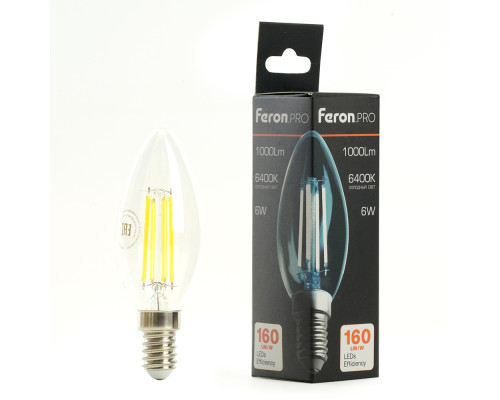 Лампа светодиодная Feron.PRO LB-1206 Свеча E14 6W 1000LM 175-265V 6400K 51246
