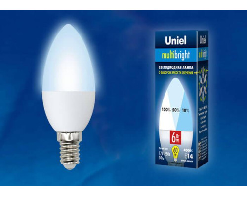 Лампа светодиодная Uniel E14 6W 4000K матовая LED-C37-6W/NW/E14/FR/MB PLM11WH UL-00002374 Лампа светодиодная Uniel E14 6W 4000K матовая LED-C37-6W/NW/E14/FR/MB PLM11WH UL-00002374
