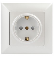 Розетка ЭРА Intro Solo Schuko 2P+E 16A 250V со шторками перламутровый 4-206-06 Б0053686